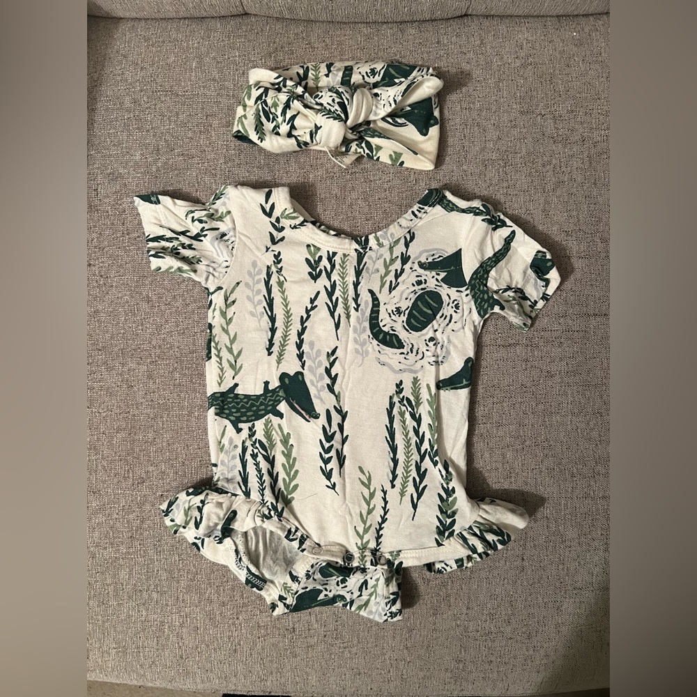 Kate Quinn Alligator Onsie with Bow